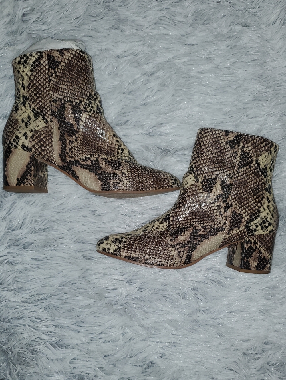 Urban Outfitters Snake-Print Ankle Boots - Brown
